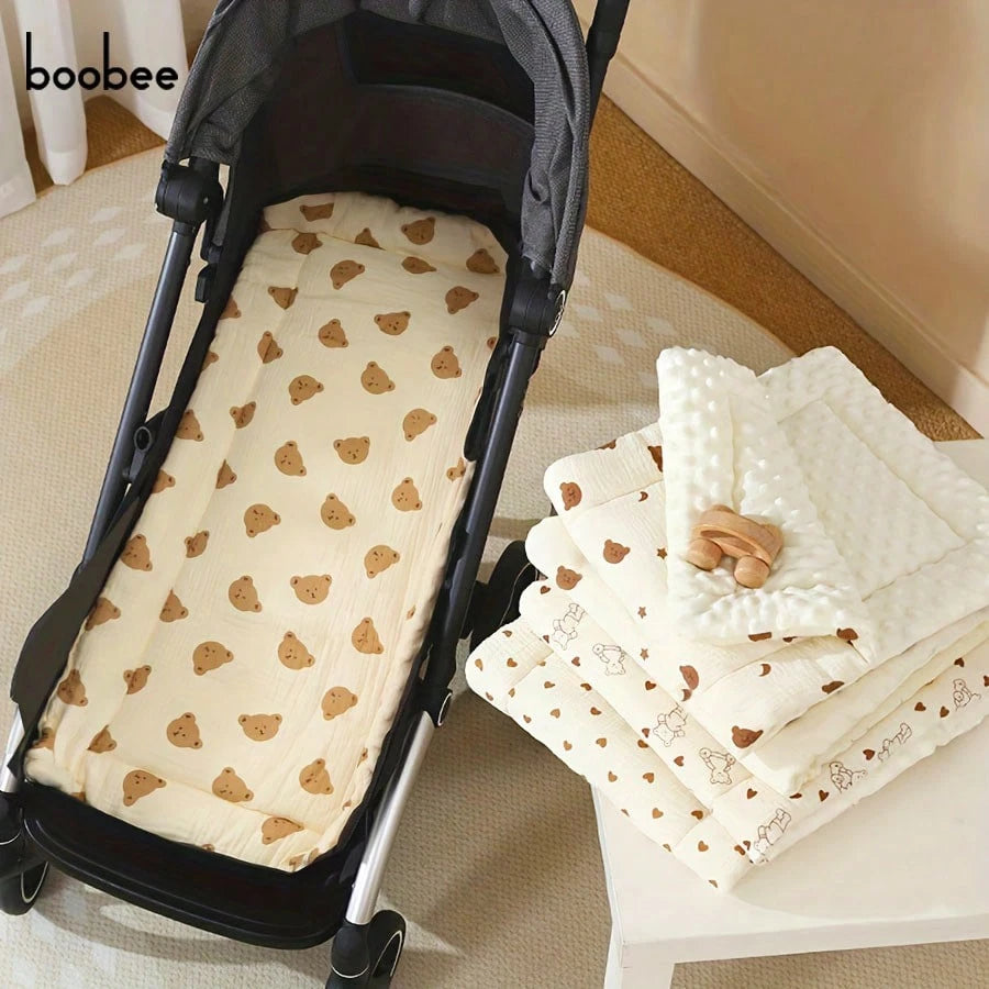 1pc Infant Stroller Seat Cushion, Cartoon Cute Pattern- High Quality 3D Bead Plush, Skin-Friendly Soft, Reversible, Suitable For High View Travel Strollers, Most Baby Carriages, Perfect Gift For Baby