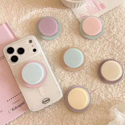 1pc INS Style Magnetic Phone Holder, Strong Adsorption, Original Korean Fresh Contrast Color, Suitable For MagSafe Magnetic Holder, Expandable Air Cushion Stand, Macaron Solid Color, Compatible With A