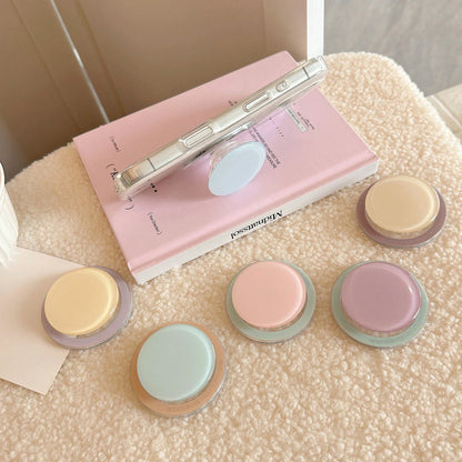 1pc INS Style Magnetic Phone Holder, Strong Adsorption, Original Korean Fresh Contrast Color, Suitable For MagSafe Magnetic Holder, Expandable Air Cushion Stand, Macaron Solid Color, Compatible With A