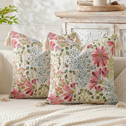 1pc Jacquard Fabric Lace Tassel Ball Pillow, Back To School Decor, Dorm Soft Decoration Pillow, Wedding Decoration Pillow, Sofa Soft Cushion, Floral Pattern Pillowcase, Bed Head Decor Pillow, Farmhous