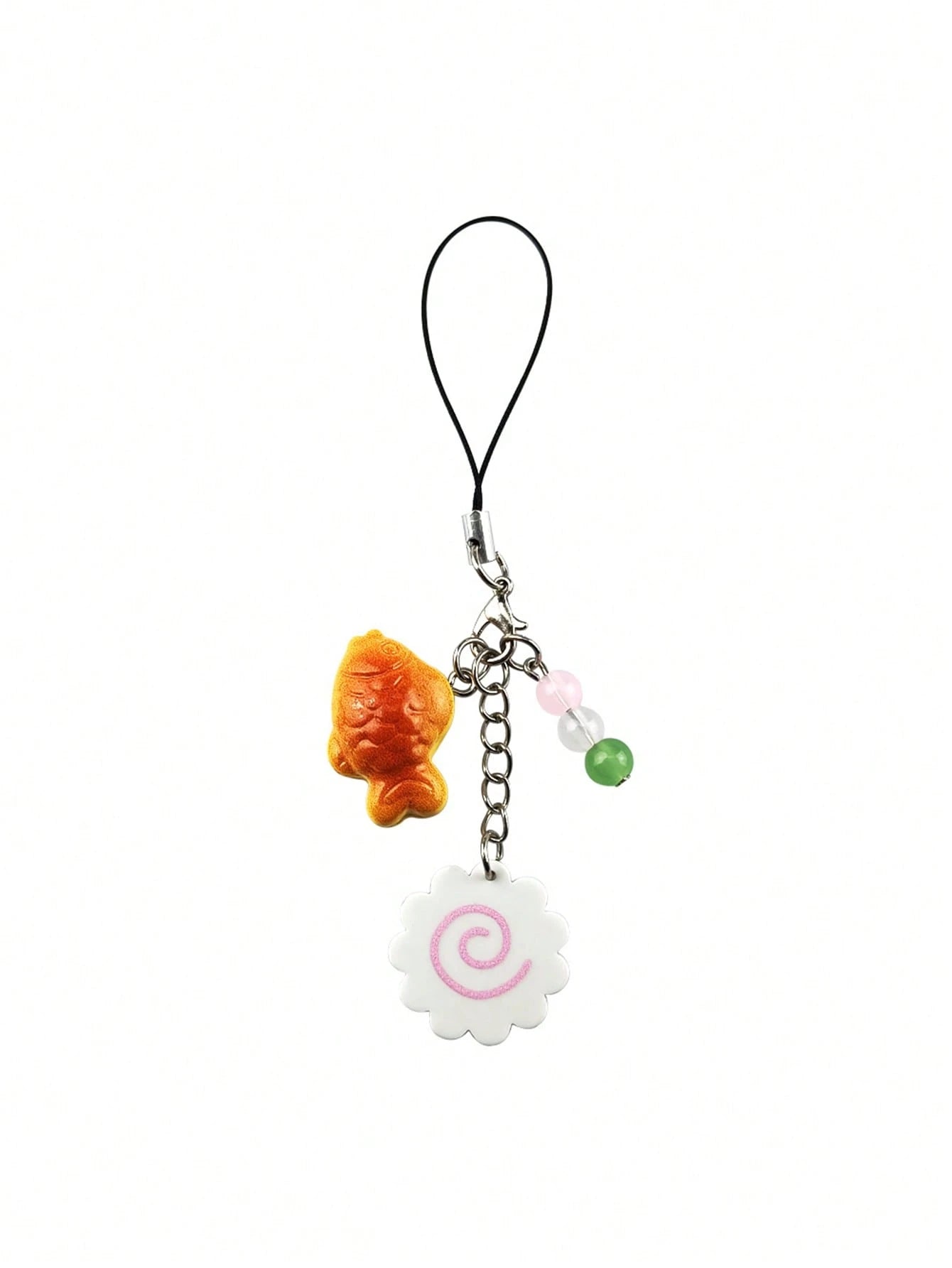 1pc Japanese Fish-Shaped Dessert Handmade Beaded Phone Charm, Pendant, Keychain, Bag Accessory, Compatible With Apple IPods Pro Bluetooth Earphone Case, Holiday Gift (Women's)