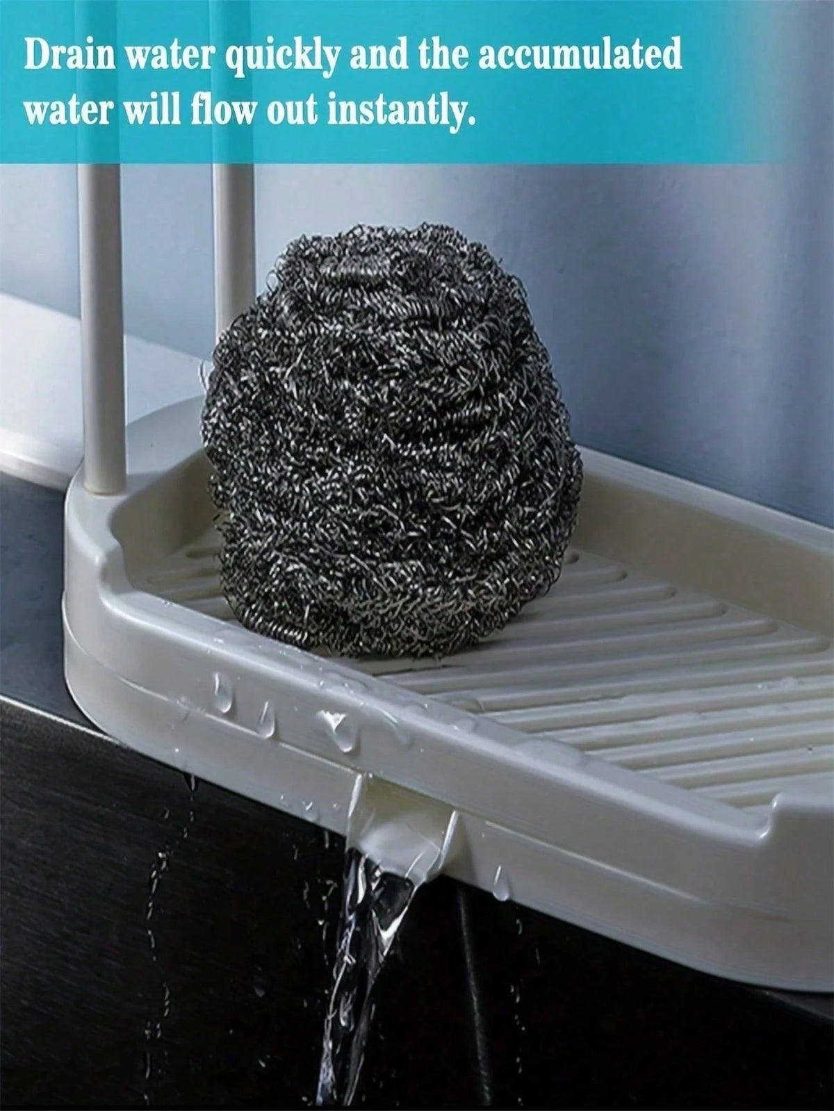1pc Kitchen Sink Caddy Organizer Rack, Suitable For Storing Sponges, Cloths, Brushes, Scourers And Other Items, Kitchen Storage And Organization, Shelf And Holder