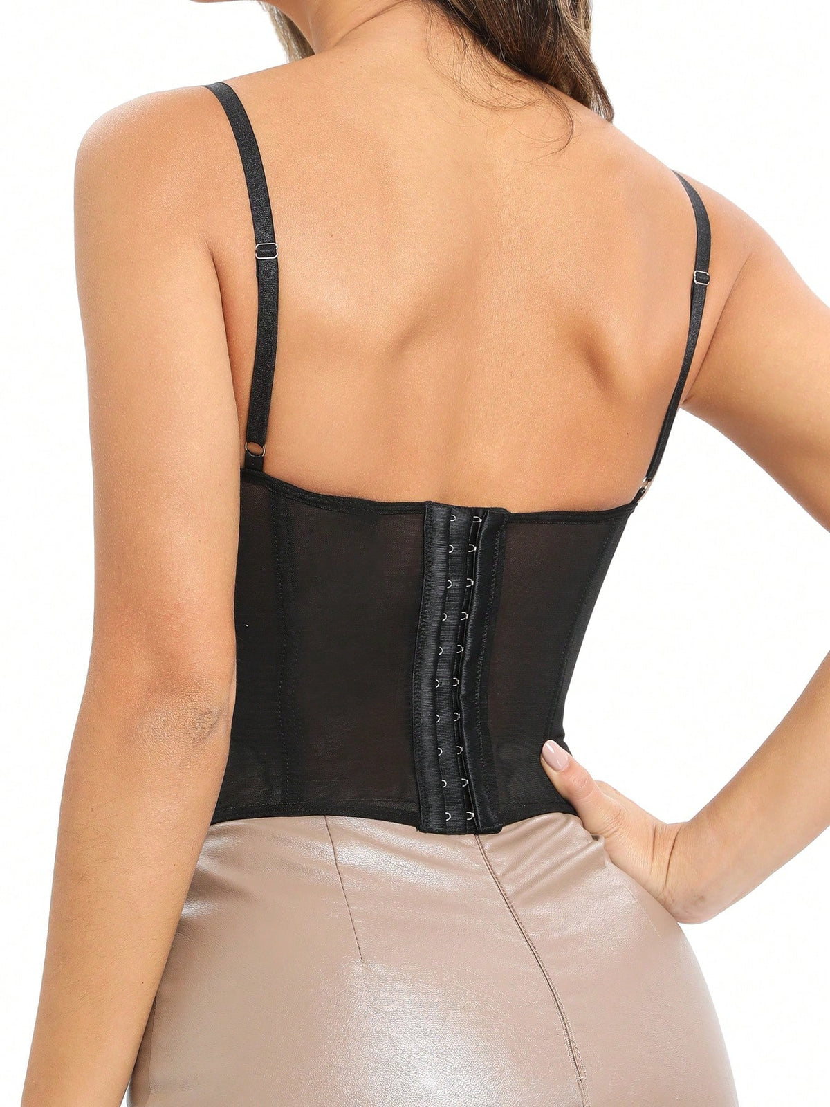 1pc Lace Bustier Corset Tops For Women Sexy Going Out Party Club Top With Buckle Casual Black Summer