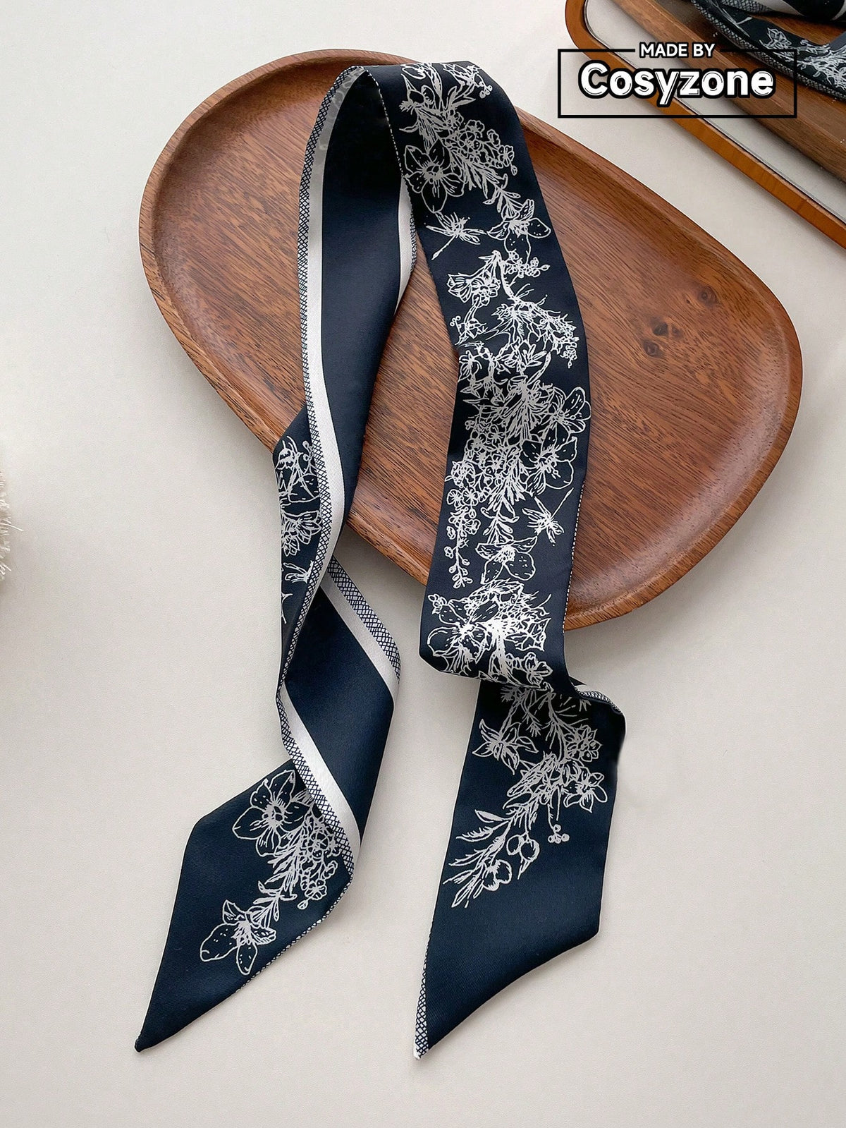 1pc Ladies' Spring/Summer Floral Print Imitation Silk Scarf With Tassel For Neck Decoration, Hair Tie, Bag Accessory, Daily Wear Elegant Bandana,Hair Band,Head Band Ideal For Dressing Up Your Look Val