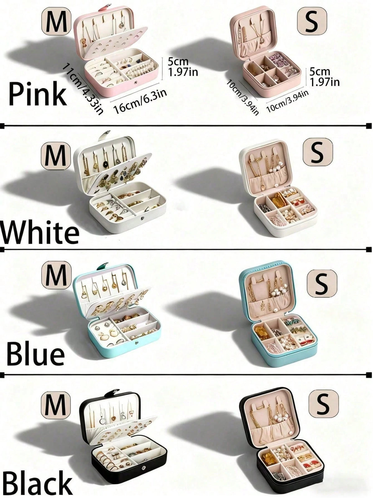 1pc Large Capacity Double-Layer Jewelry Box, PU Leather Jewelry Storage Box, Suitable For Women & Girls, Double-Layer Portable Mini Travel Case For Storing Earrings, Rings, Necklaces Makeup & Nail Pol