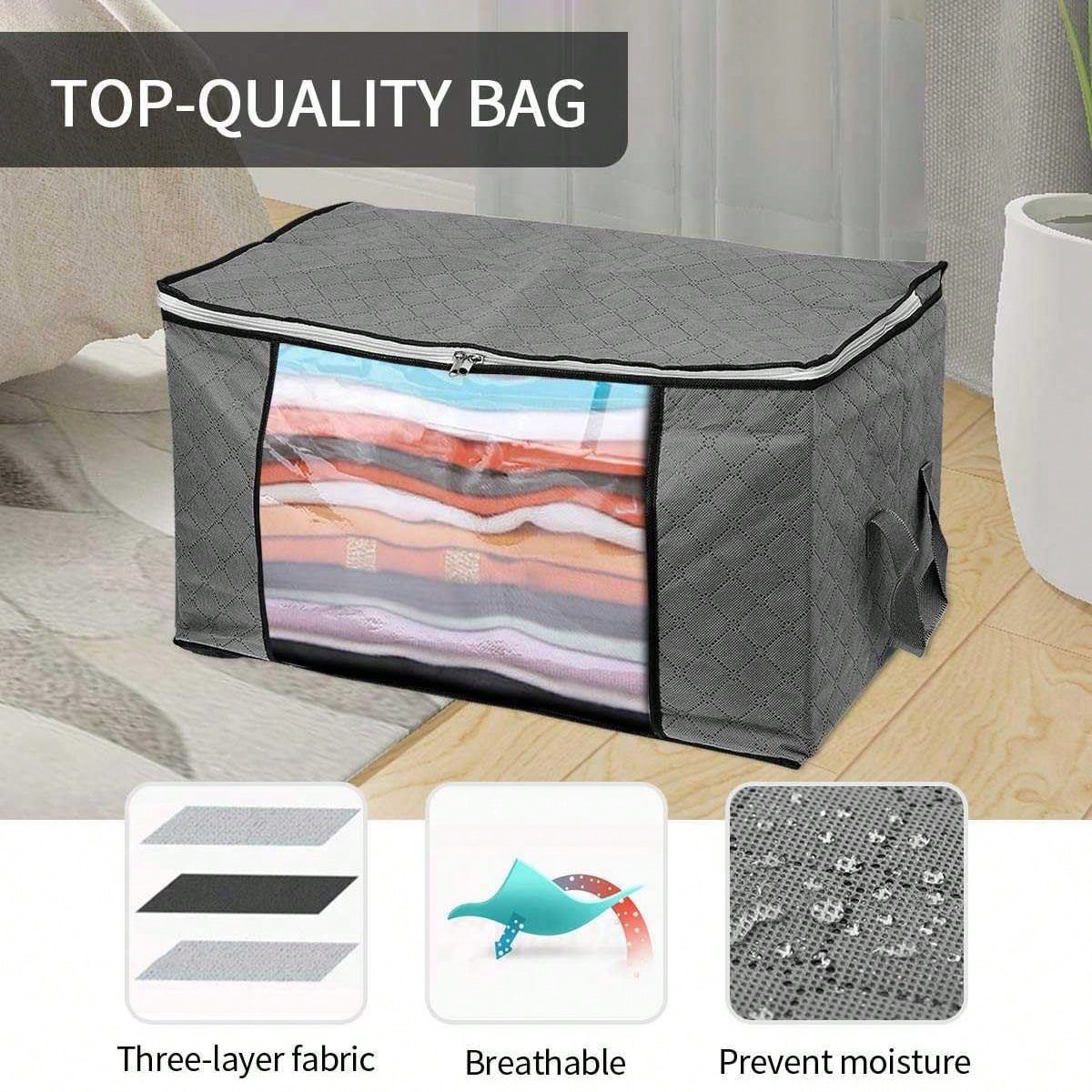 1pc Large Capacity Non-Woven Fabric Quilt Storage Bag, Suitable For Seasonal Storage & Organization, Decorations, Autumn Decor, Holiday Decor, Room Decor, Home Decor, Bedroom Decor