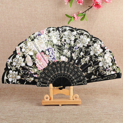 1pc Large Handheld Floral Folding Fan Handheld Carnival Fan – Perfect For Music Festivals, Carnivals, Weddings, EDM Events, Dance, Decoration, Performances And Gifts