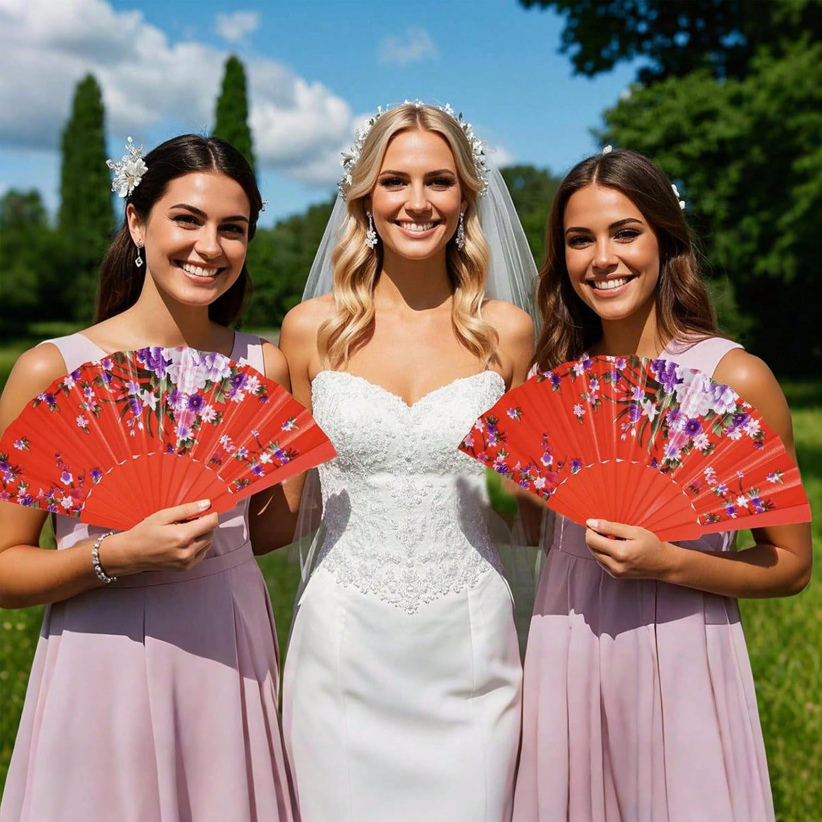 1pc Large Handheld Floral Folding Fan Handheld Carnival Fan – Perfect For Music Festivals, Carnivals, Weddings, EDM Events, Dance, Decoration, Performances And Gifts