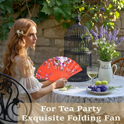 1pc Large Handheld Floral Folding Fan Handheld Carnival Fan – Perfect For Music Festivals, Carnivals, Weddings, EDM Events, Dance, Decoration, Performances And Gifts
