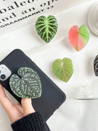 1pc Leaf Shaped Adjustable Phone Stand, Creative Cartoon Style Desktop Holder, Minimalist Collapsible Phone Support Compatible With IPhone, Android Phone, Gift For Birthday, Family, Friends Push-Pull