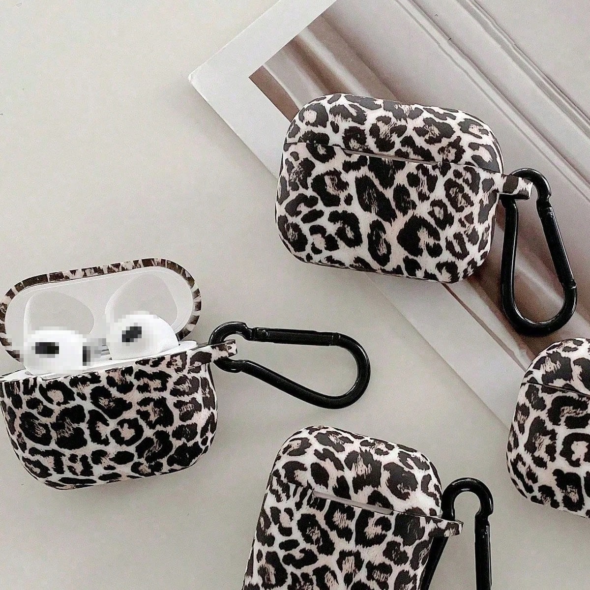 1pc Leopard Print Apple Wireless Bluetooth Earphone Protective Case, Compatible With AirPods 3rd Generation, Silicone Soft Shell Earphone Protective Case
