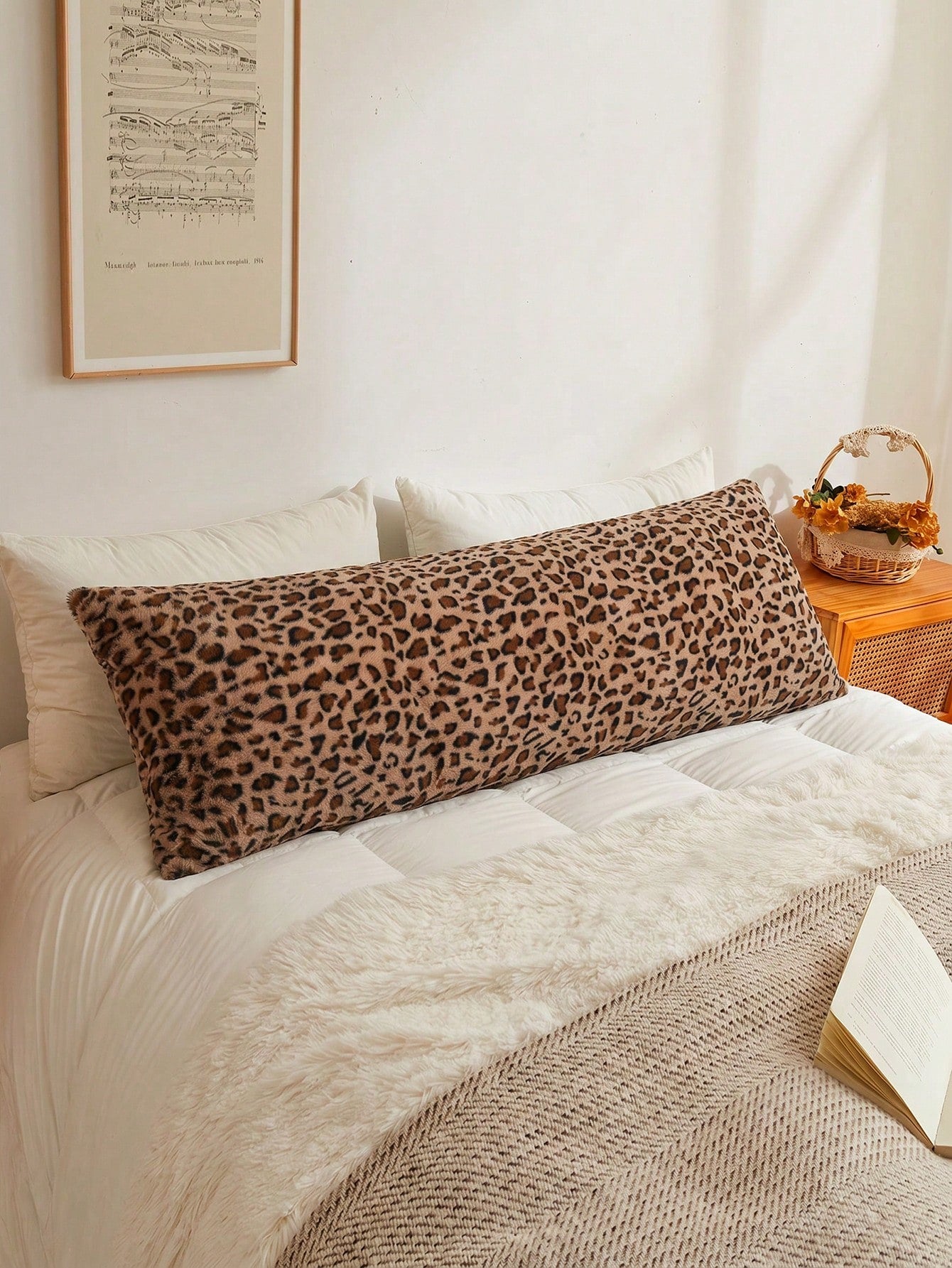 1pc Leopard Print Pillowcase, Brown Leopard Faux Fur Fluffy Long Pillowcase, Soft Fluffy Plush Pillowcase, Suitable For Bed, Sofa, Lounge Chair, Comfortable Side Sleeping Pillowcase, Pillow Insert Not