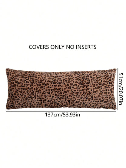 1pc Leopard Print Pillowcase, Brown Leopard Faux Fur Fluffy Long Pillowcase, Soft Fluffy Plush Pillowcase, Suitable For Bed, Sofa, Lounge Chair, Comfortable Side Sleeping Pillowcase, Pillow Insert Not