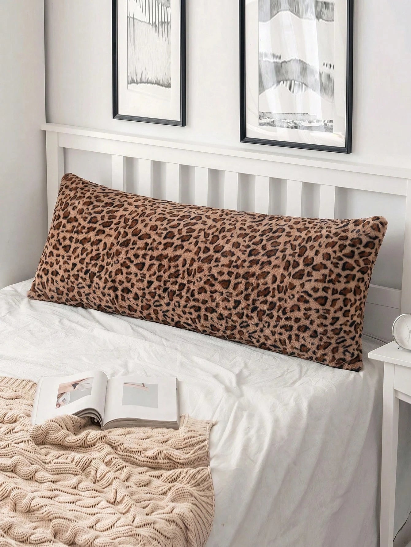 1pc Leopard Print Pillowcase, Brown Leopard Faux Fur Fluffy Long Pillowcase, Soft Fluffy Plush Pillowcase, Suitable For Bed, Sofa, Lounge Chair, Comfortable Side Sleeping Pillowcase, Pillow Insert Not