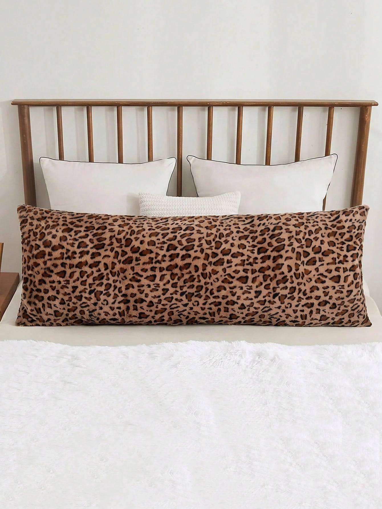 1pc Leopard Print Pillowcase, Brown Leopard Faux Fur Fluffy Long Pillowcase, Soft Fluffy Plush Pillowcase, Suitable For Bed, Sofa, Lounge Chair, Comfortable Side Sleeping Pillowcase, Pillow Insert Not