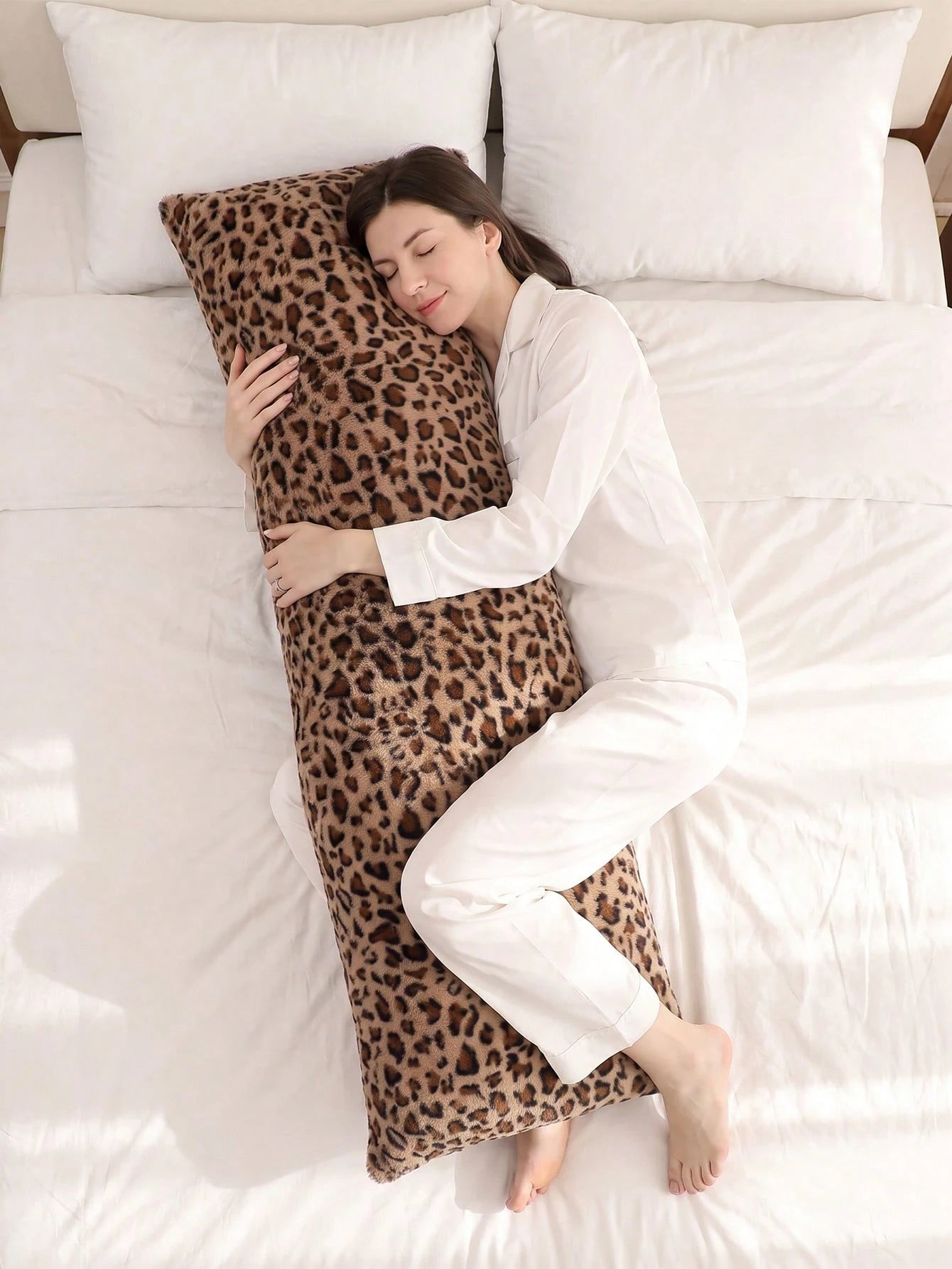 1pc Leopard Print Pillowcase, Brown Leopard Faux Fur Fluffy Long Pillowcase, Soft Fluffy Plush Pillowcase, Suitable For Bed, Sofa, Lounge Chair, Comfortable Side Sleeping Pillowcase, Pillow Insert Not