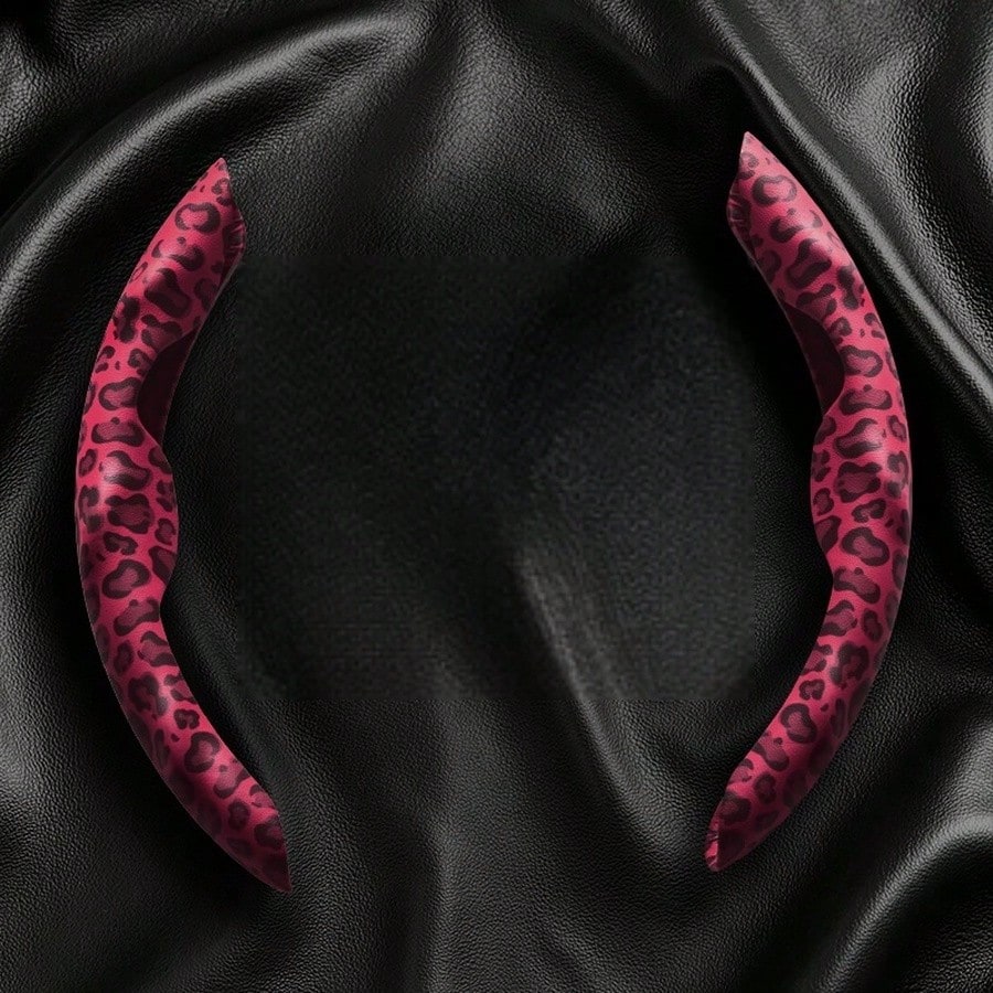 1pc Leopard Print Slip-On Steering Wheel Cover, All-Season Universal Interior Steering Wheel Protector, Suitable For Cars, Pickups, Off-Road Vehicles, Easy Installation