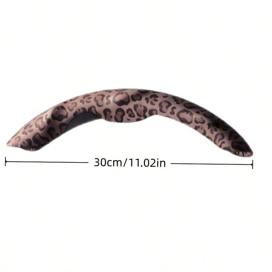 1pc Leopard Print Slip-On Steering Wheel Cover, All-Season Universal Interior Steering Wheel Protector, Suitable For Cars, Pickups, Off-Road Vehicles, Easy Installation