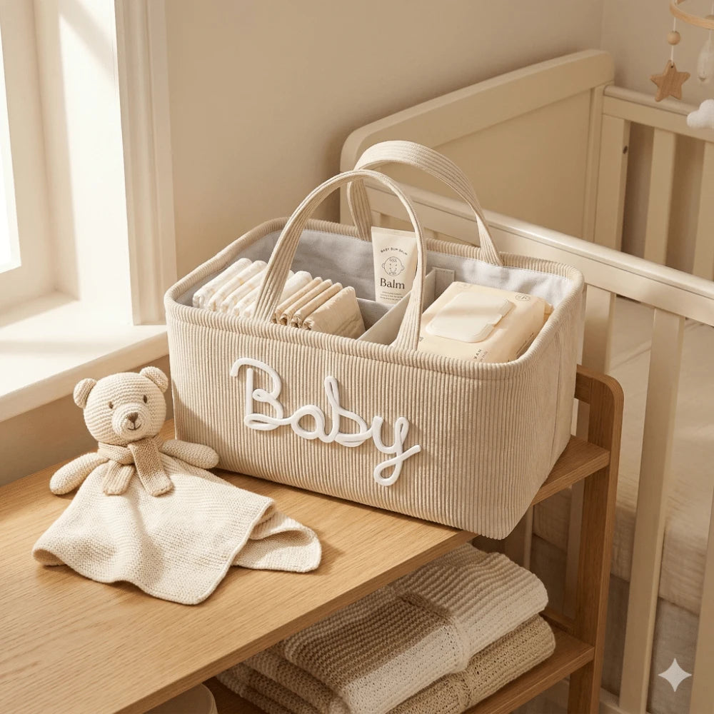 1pc Letter Diaper Storage Basket, Newborn Diaper Storage Box, Suitable For Nursery Use, Baby Shower Gift