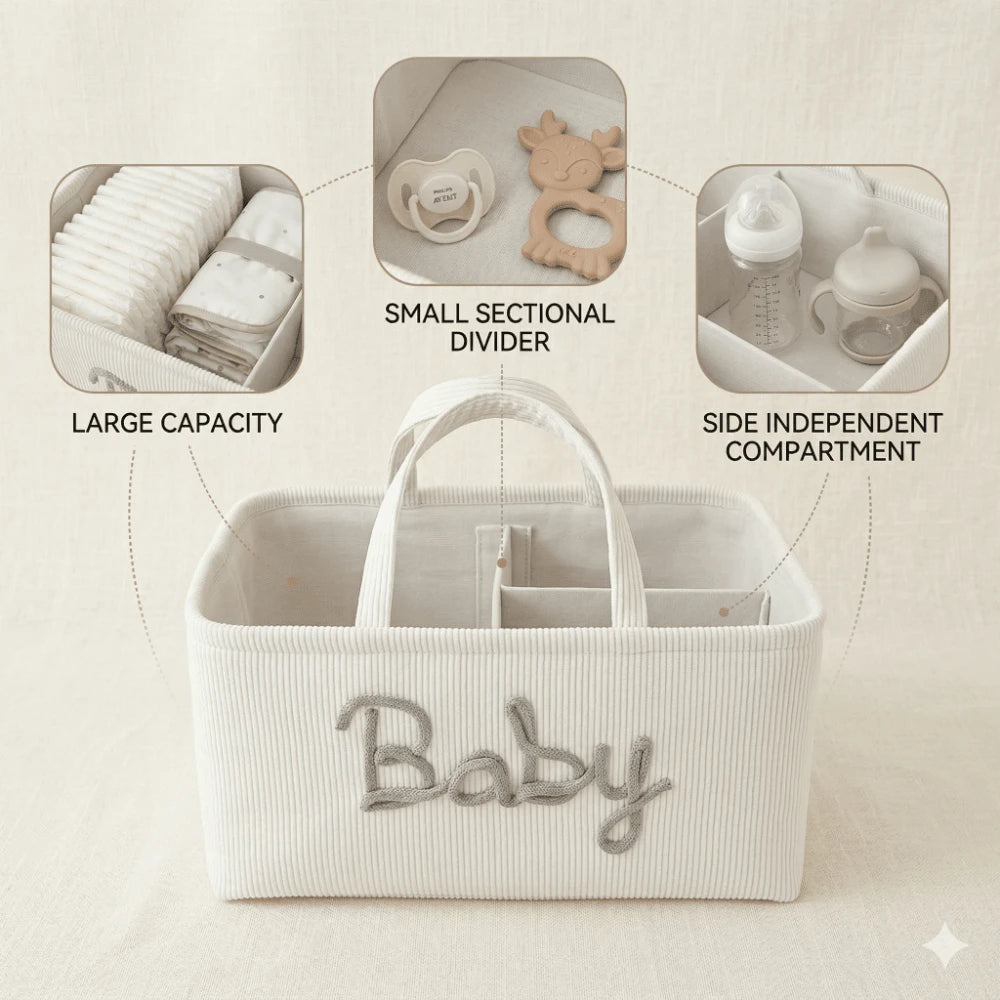 1pc Letter Diaper Storage Basket, Newborn Diaper Storage Box, Suitable For Nursery Use, Baby Shower Gift