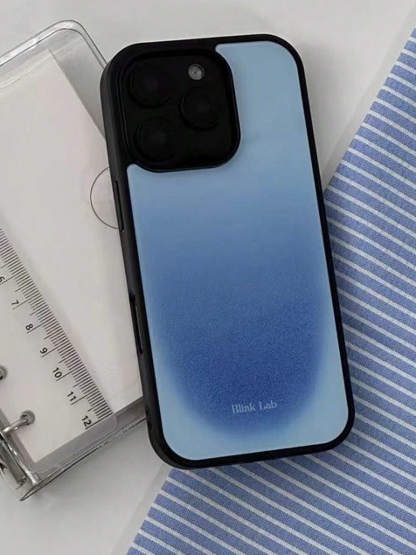 1pc Light Blue Universe Glossy Minimalist Phone Case Compatible With Apple 17 Pro Max/16/15