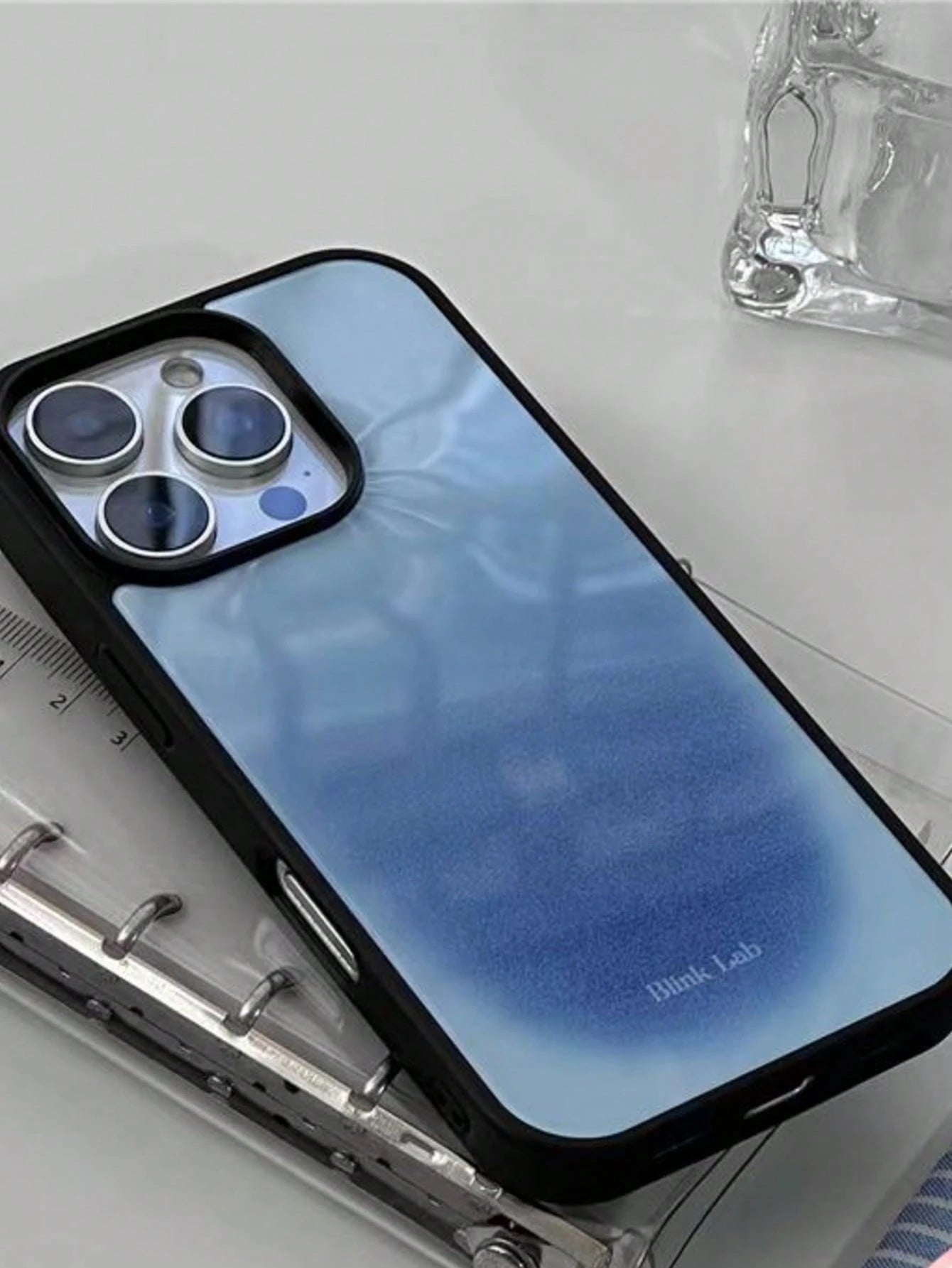1pc Light Blue Universe Glossy Minimalist Phone Case Compatible With Apple 17 Pro Max/16/15