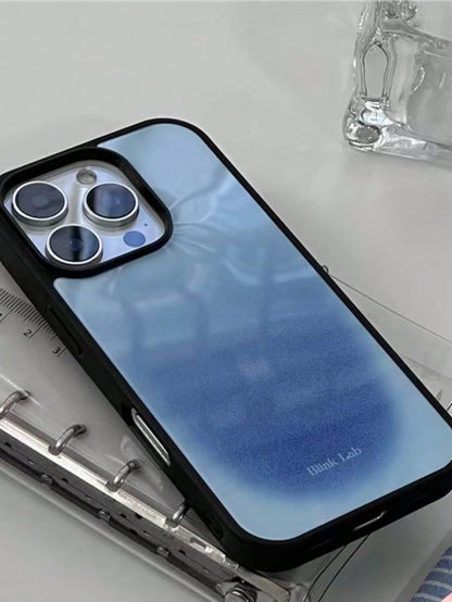 1pc Light Blue Universe Glossy Minimalist Phone Case Compatible With Apple 17 Pro Max/16/15