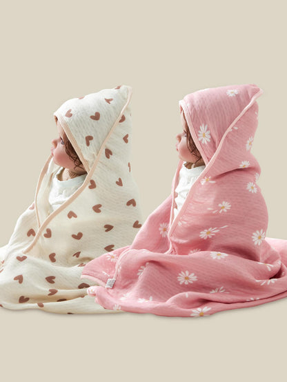 1pc Lightweight Hooded Baby Bath Towel, Cute Print, Soft & Skin-Friendly, Suitable For All Seasons, For Infants And Toddlers