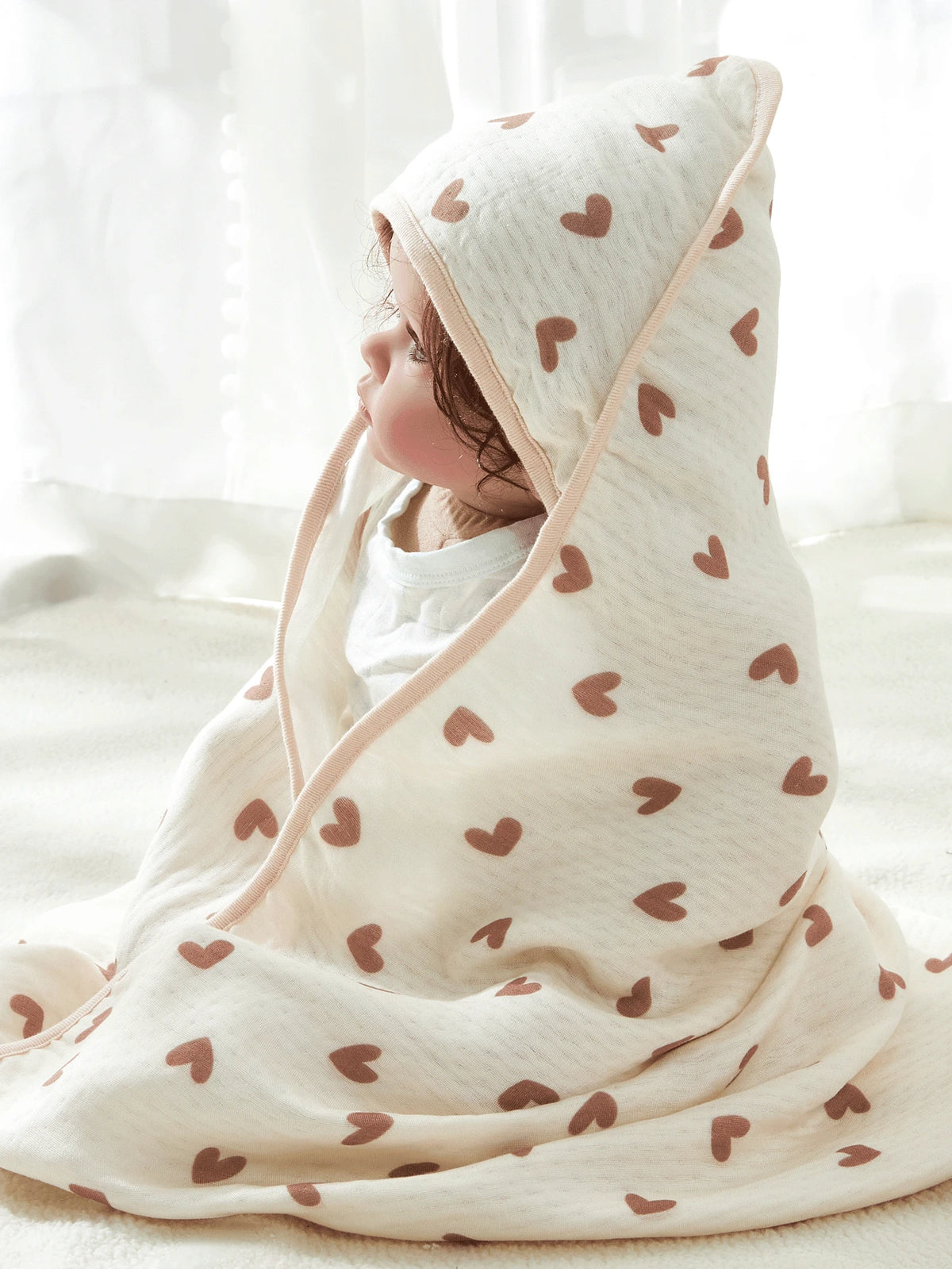 1pc Lightweight Hooded Baby Bath Towel, Cute Print, Soft & Skin-Friendly, Suitable For All Seasons, For Infants And Toddlers