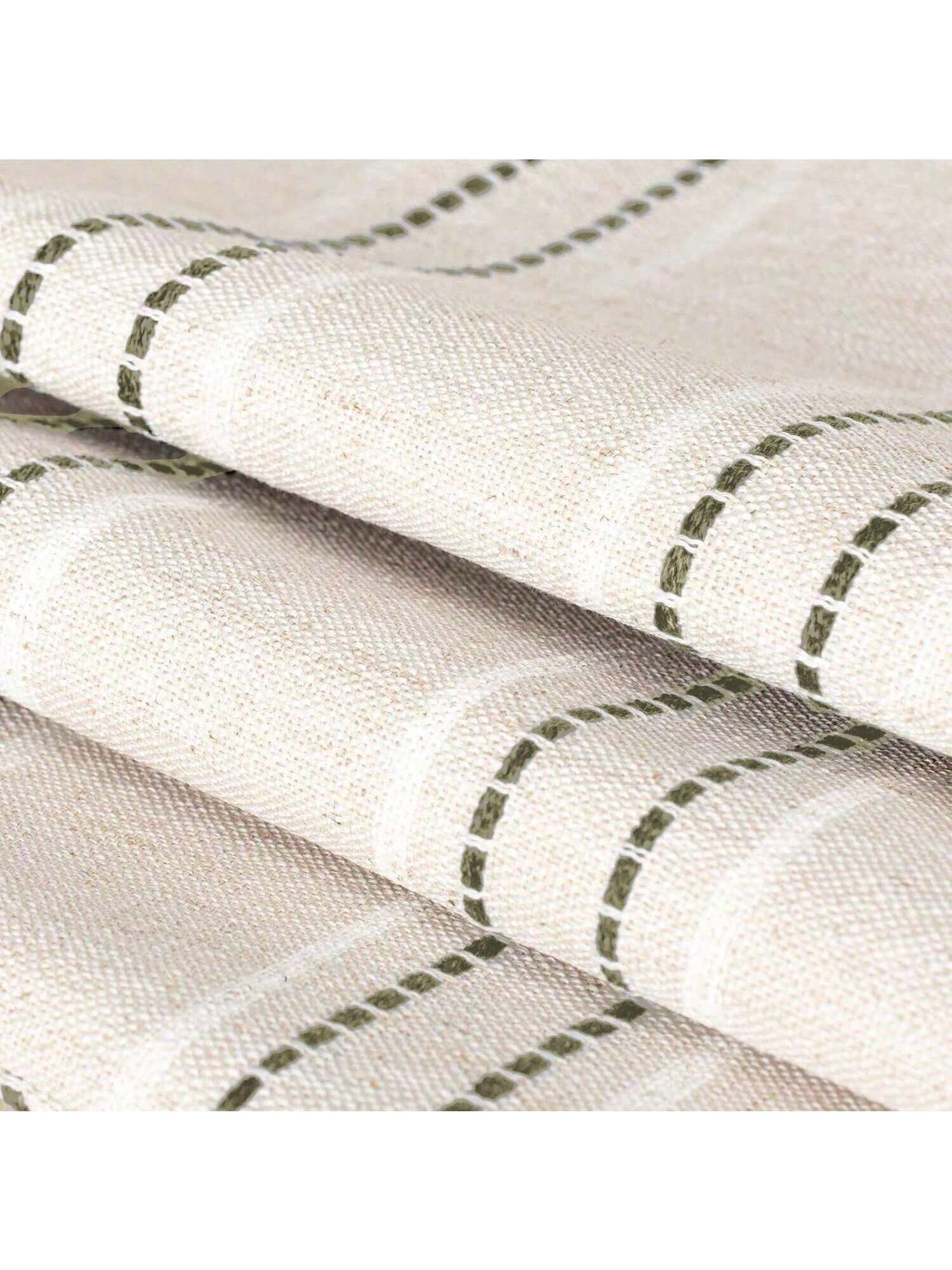 1PC Linen Throw Pillow Covers, Boho Textured Pillow Case,,Beige With White & Navy Blue Stitch Yarn Dyed Stripe Cushion Cover For Sofa Couch Living Room(Cover ONLY)
