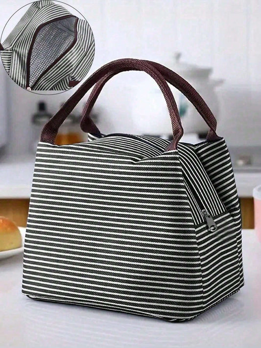 1pc Lunch Box Bag, Student Tote Bag, Waterproof Aluminum Foil Portable Lunch Bag, Insulated Lunch Box, School Lunch Container, Portable Food Bag, Office Food Bag, Waterproof Picnic Bag, Bento Box, Cam