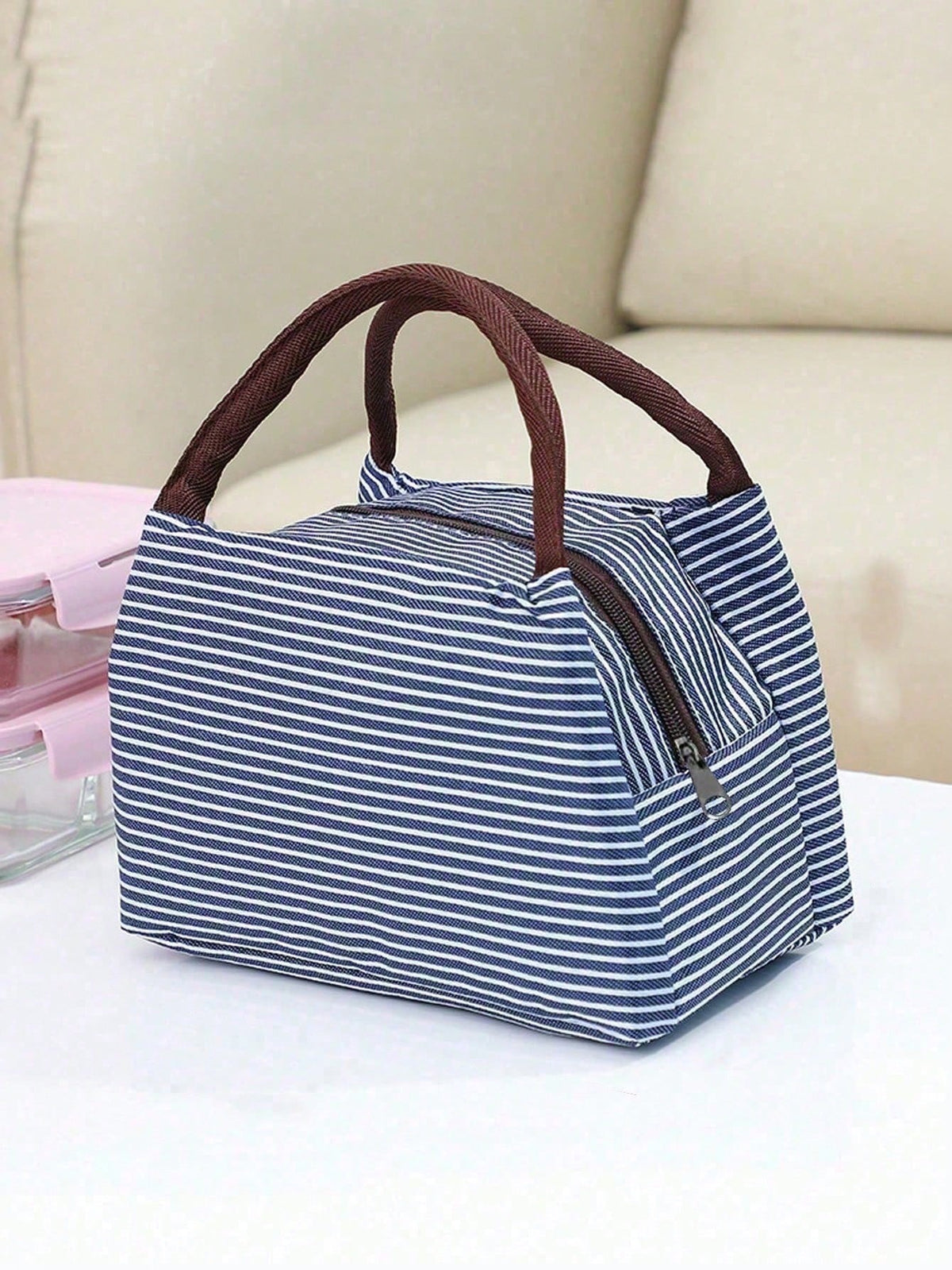 1pc Lunch Box Bag, Student Tote Bag, Waterproof Aluminum Foil Portable Lunch Bag, Insulated Lunch Box, School Lunch Container, Portable Food Bag, Office Food Bag, Waterproof Picnic Bag, Bento Box, Cam