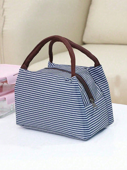 1pc Lunch Box Bag, Student Tote Bag, Waterproof Aluminum Foil Portable Lunch Bag, Insulated Lunch Box, School Lunch Container, Portable Food Bag, Office Food Bag, Waterproof Picnic Bag, Bento Box, Cam