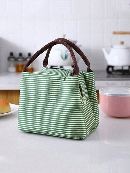 1pc Lunch Box Bag, Student Tote Bag, Waterproof Aluminum Foil Portable Lunch Bag, Insulated Lunch Box, School Lunch Container, Portable Food Bag, Office Food Bag, Waterproof Picnic Bag, Bento Box, Cam
