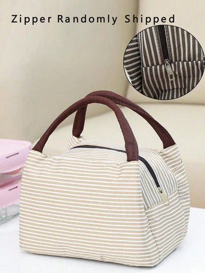 1pc Lunch Box Bag, Student Tote Bag, Waterproof Aluminum Foil Portable Lunch Bag, Insulated Lunch Box, School Lunch Container, Portable Food Bag, Office Food Bag, Waterproof Picnic Bag, Bento Box, Cam