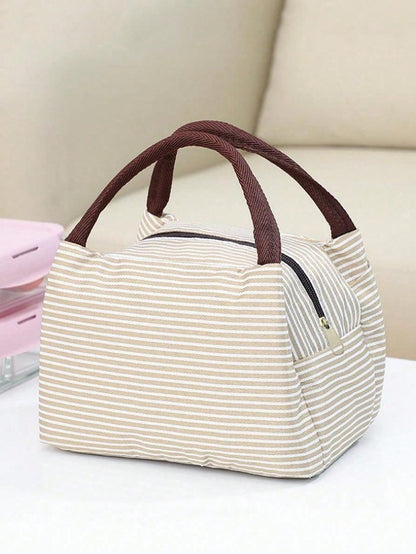 1pc Lunch Box Bag, Student Tote Bag, Waterproof Aluminum Foil Portable Lunch Bag, Insulated Lunch Box, School Lunch Container, Portable Food Bag, Office Food Bag, Waterproof Picnic Bag, Bento Box, Cam