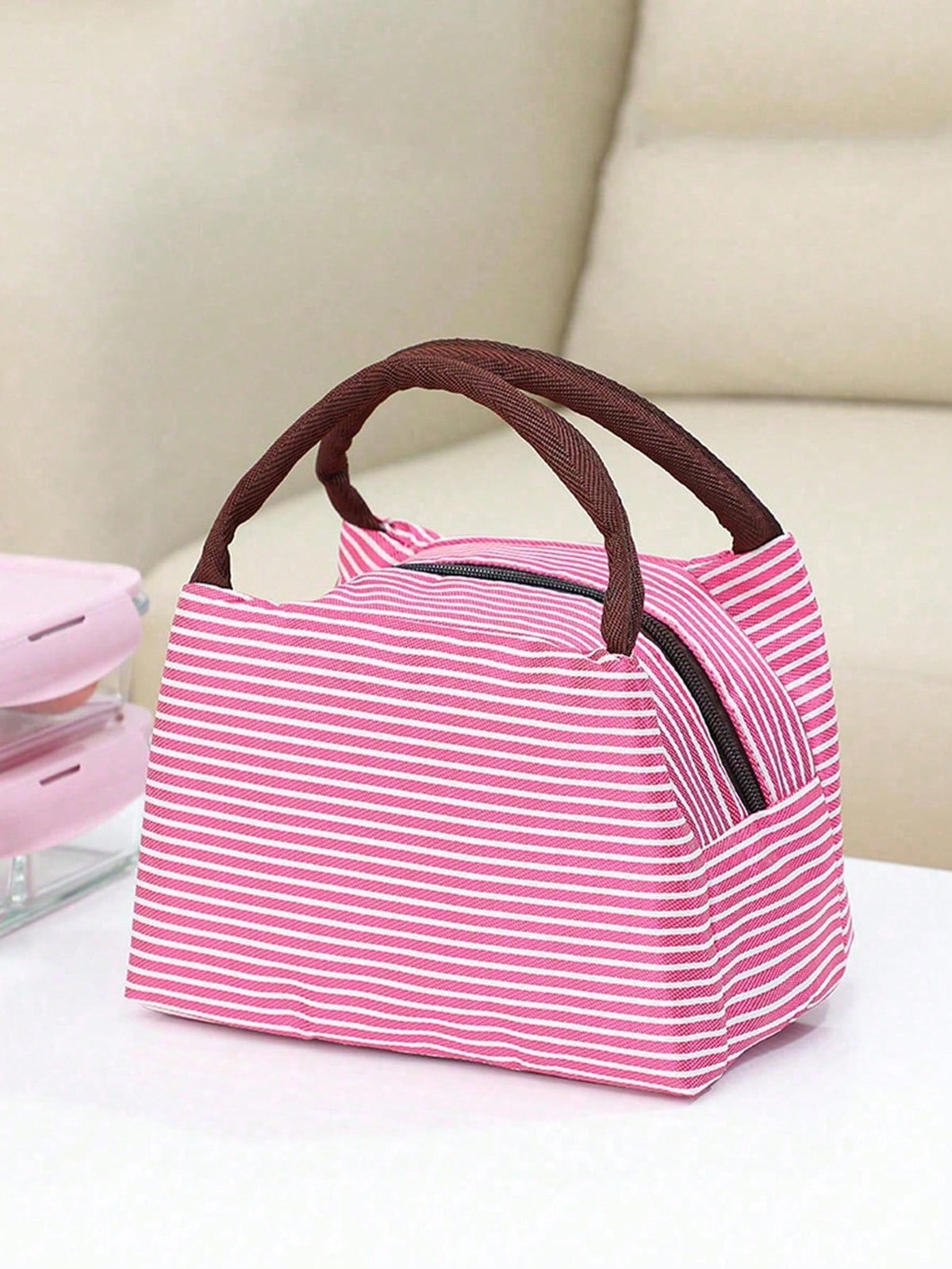 1pc Lunch Box Bag, Student Tote Bag, Waterproof Aluminum Foil Portable Lunch Bag, Insulated Lunch Box, School Lunch Container, Portable Food Bag, Office Food Bag, Waterproof Picnic Bag, Bento Box, Cam