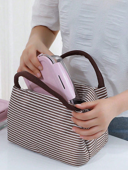 1pc Lunch Box Bag, Student Tote Bag, Waterproof Aluminum Foil Portable Lunch Bag, Insulated Lunch Box, School Lunch Container, Portable Food Bag, Office Food Bag, Waterproof Picnic Bag, Bento Box, Cam