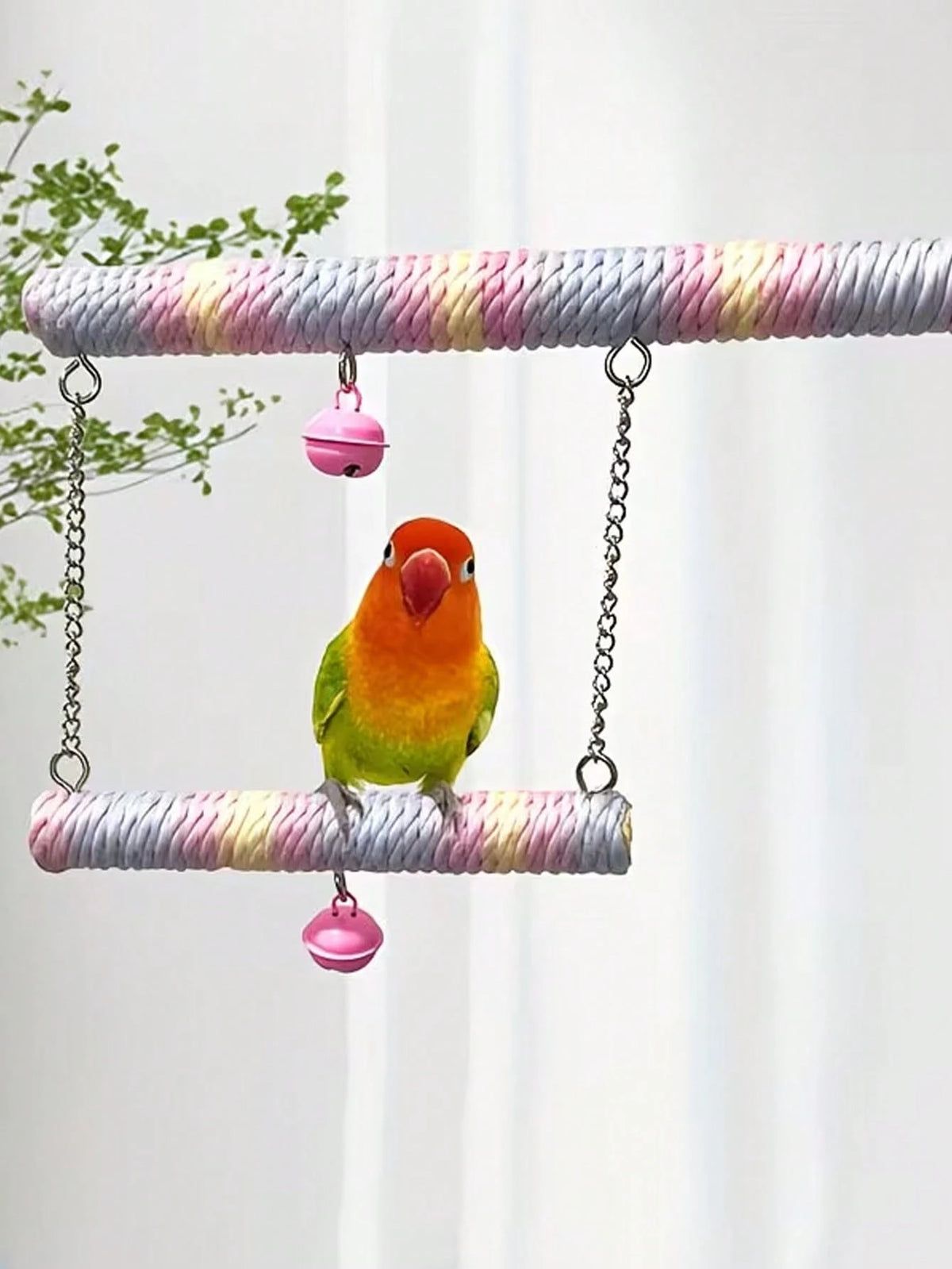 1pc Macaron Color Parrot Swing, Hammock, Made Of Wood, Suitable For Small To Medium Pet Birds, Pet Bird Toy, Training Interactive, Can Also Be Used As Bird Cage Accessory
