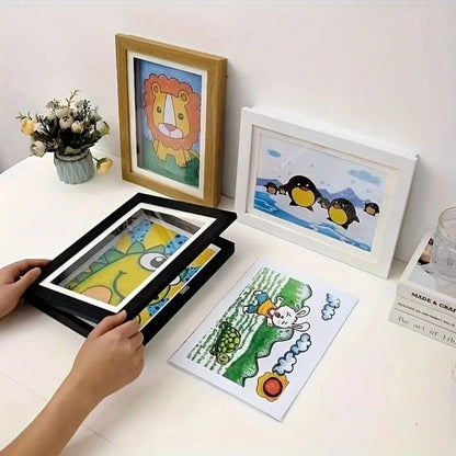 1pc Magnetic A4 Art Display Frame, Front-Opening Foldable, Suitable For Children's Drawings And Photos, Cartoon Wall Art Decor, Perfect Display Piece For Home And Office