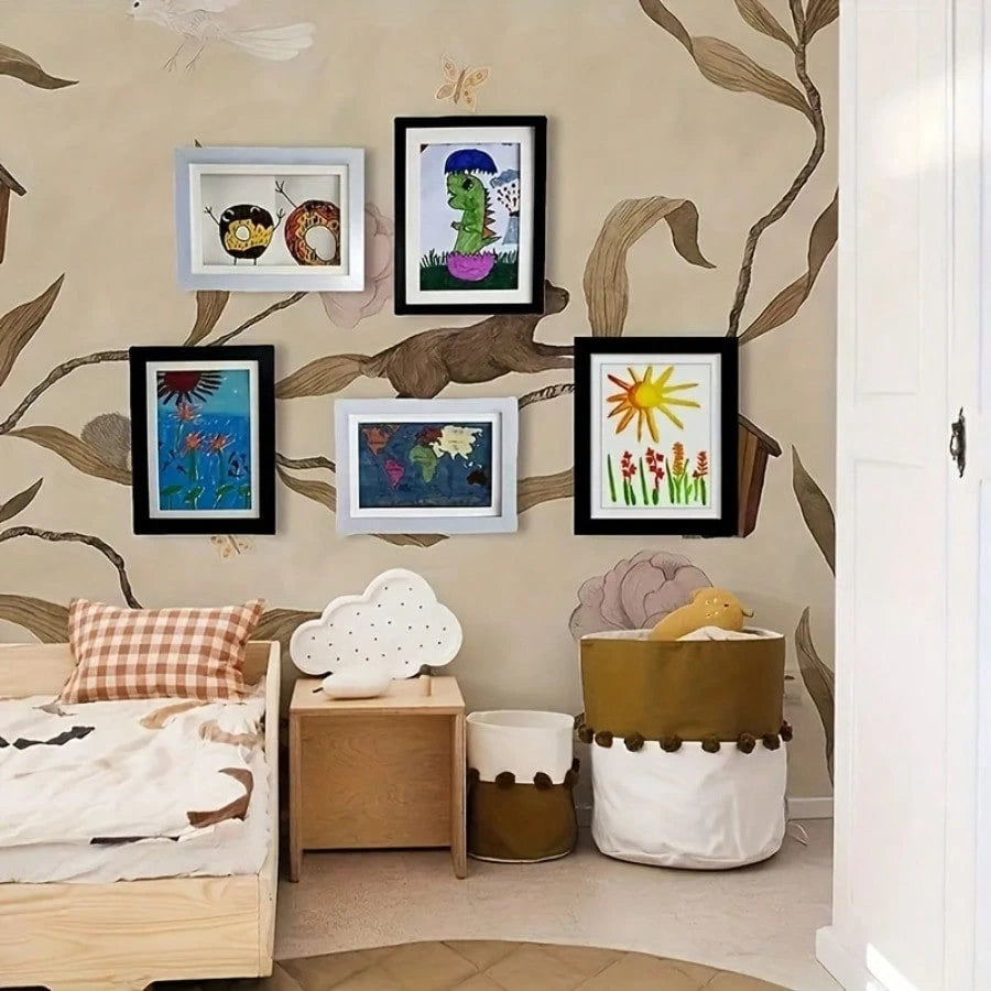 1pc Magnetic A4 Art Display Frame, Front-Opening Foldable, Suitable For Children's Drawings And Photos, Cartoon Wall Art Decor, Perfect Display Piece For Home And Office