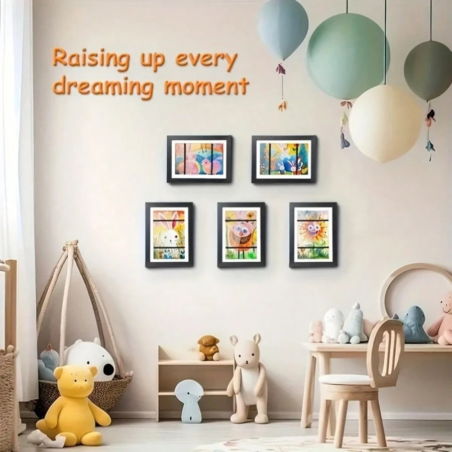 1pc Magnetic A4 Art Display Frame, Front-Opening Foldable, Suitable For Children's Drawings And Photos, Cartoon Wall Art Decor, Perfect Display Piece For Home And Office