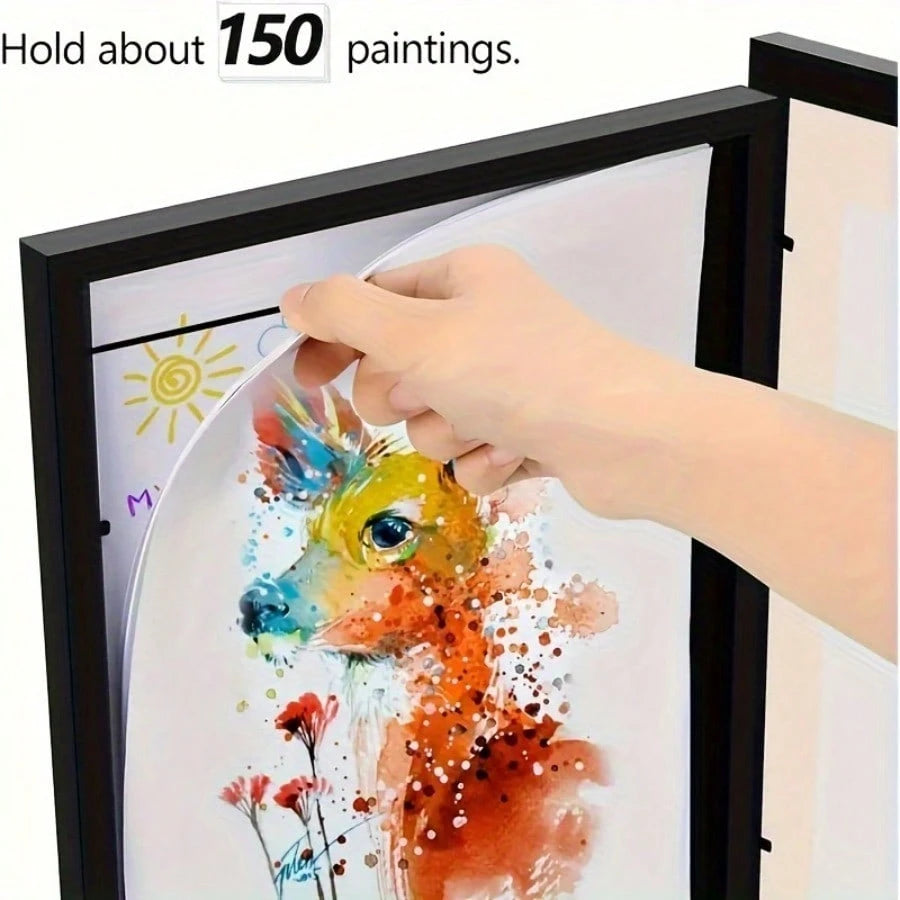 1pc Magnetic A4 Art Display Frame, Front-Opening Foldable, Suitable For Children's Drawings And Photos, Cartoon Wall Art Decor, Perfect Display Piece For Home And Office