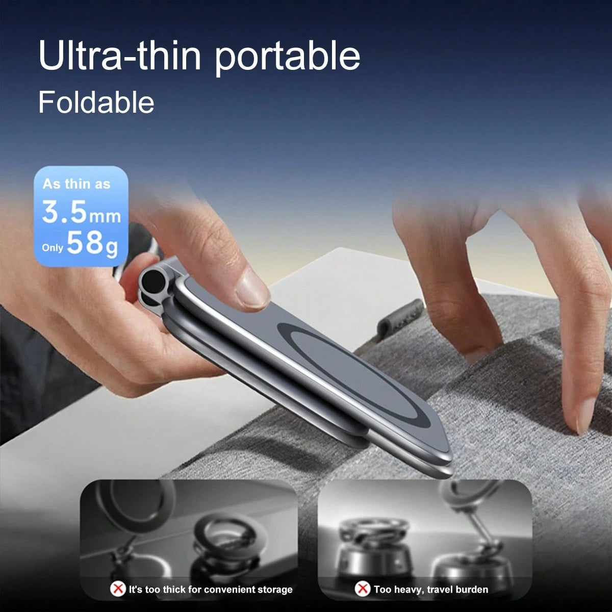 1pc Magnetic Car Phone Holder, Ultra-Thin Portable Magnetic Phone Stand, Personalized Adjustment For Landscape/Portrait, Multifunctional Car Navigation Holder, Seconds Magnetic Adsorption For Car/Trav