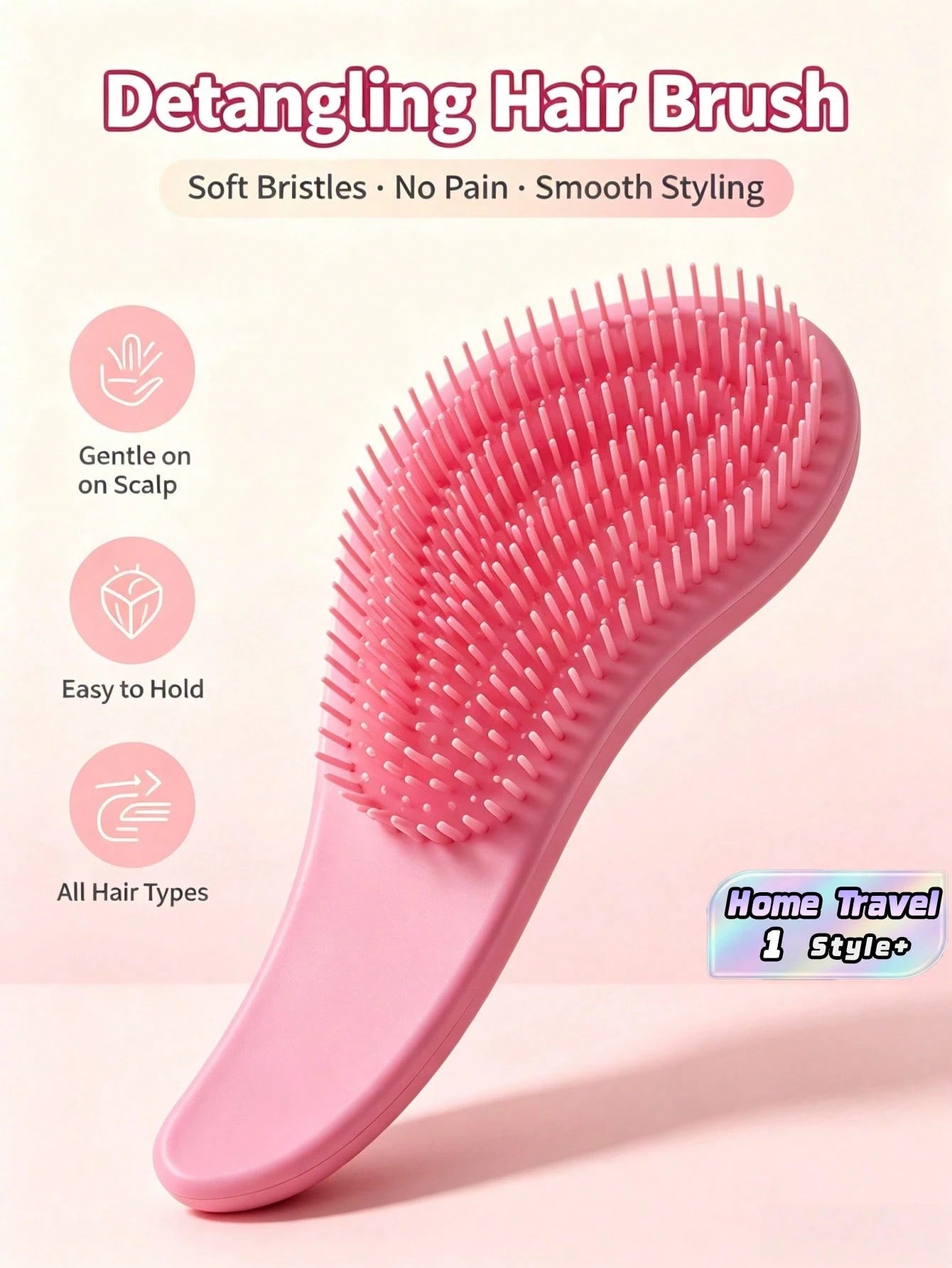 1pc Massage Comb, Macaron Color Series, Anti-Static Massage Hair Comb, ABS Soft Teeth, Smooths Hair Without Tangles, Suitable For Wet & Dry Use, Portable Magic Handle, Shower Massage Comb, Salon-Grade