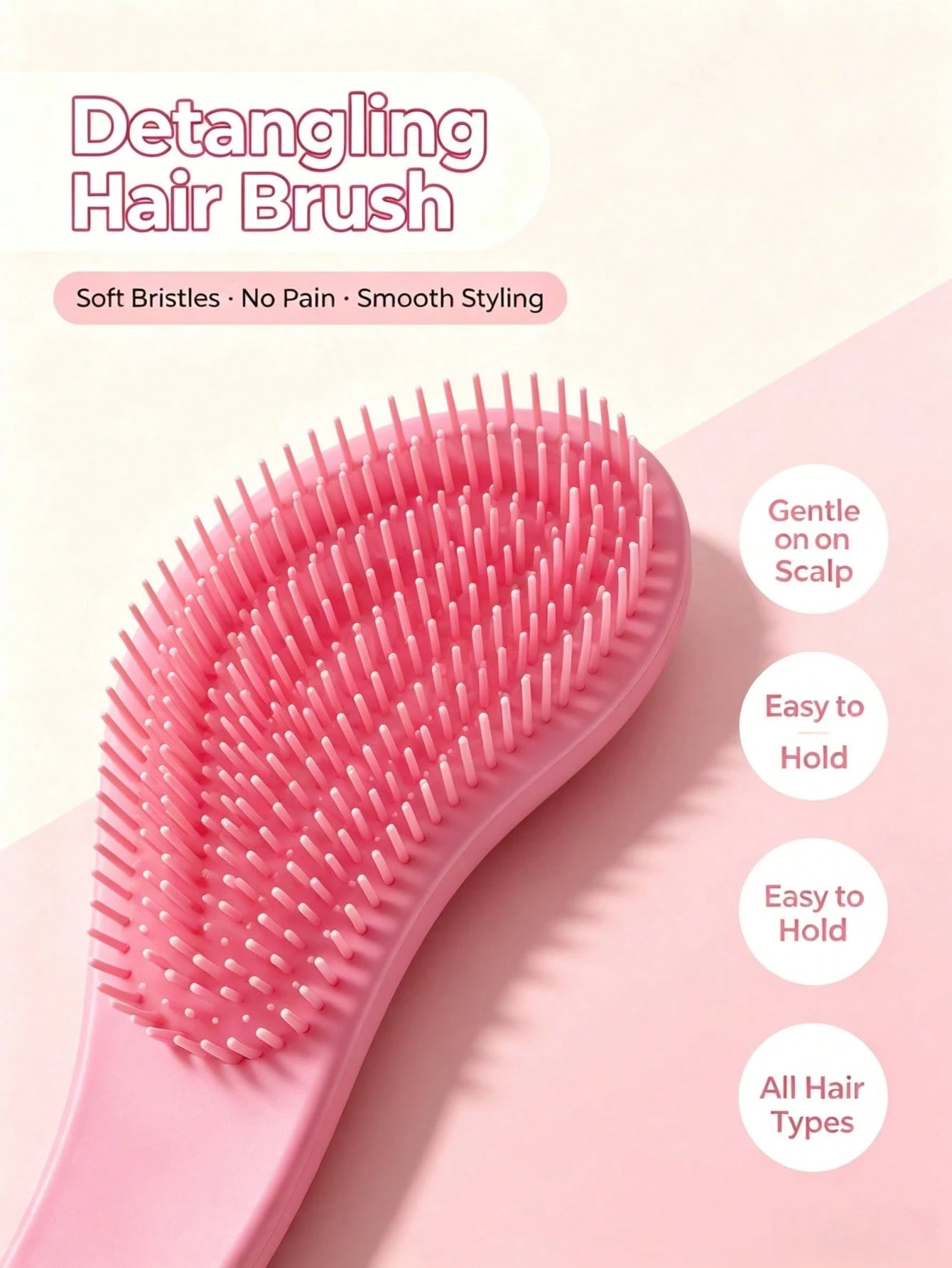 1pc Massage Comb, Macaron Color Series, Anti-Static Massage Hair Comb, ABS Soft Teeth, Smooths Hair Without Tangles, Suitable For Wet & Dry Use, Portable Magic Handle, Shower Massage Comb, Salon-Grade