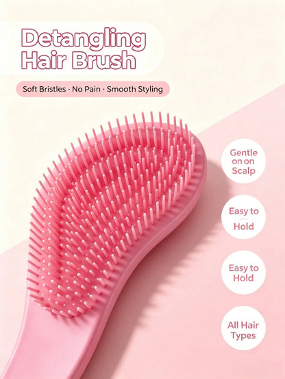 1pc Massage Comb, Macaron Color Series, Anti-Static Massage Hair Comb, ABS Soft Teeth, Smooths Hair Without Tangles, Suitable For Wet & Dry Use, Portable Magic Handle, Shower Massage Comb, Salon-Grade