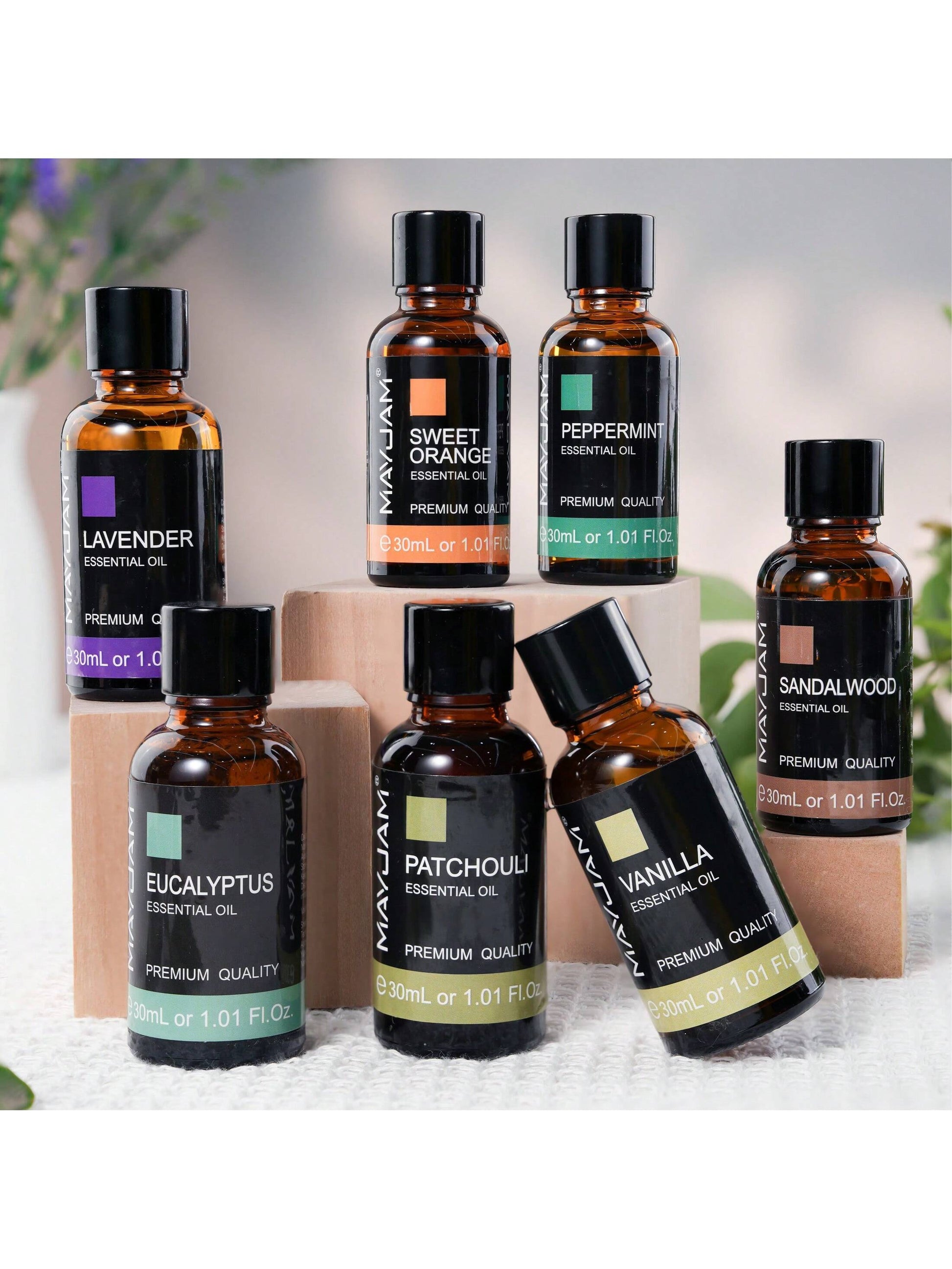 1pc MAYJAM 30ml/1.01fl.Oz Essential Oils For Diffuser Humidifiers DIY Candle Soap Making,Skin Care,Bedroom Scent,Lavender,Jasmine,Eucalyptus,Vanilla,Peppermint,Sandalwood,Ylang Ylang,Lemon,Rose,Chamom
