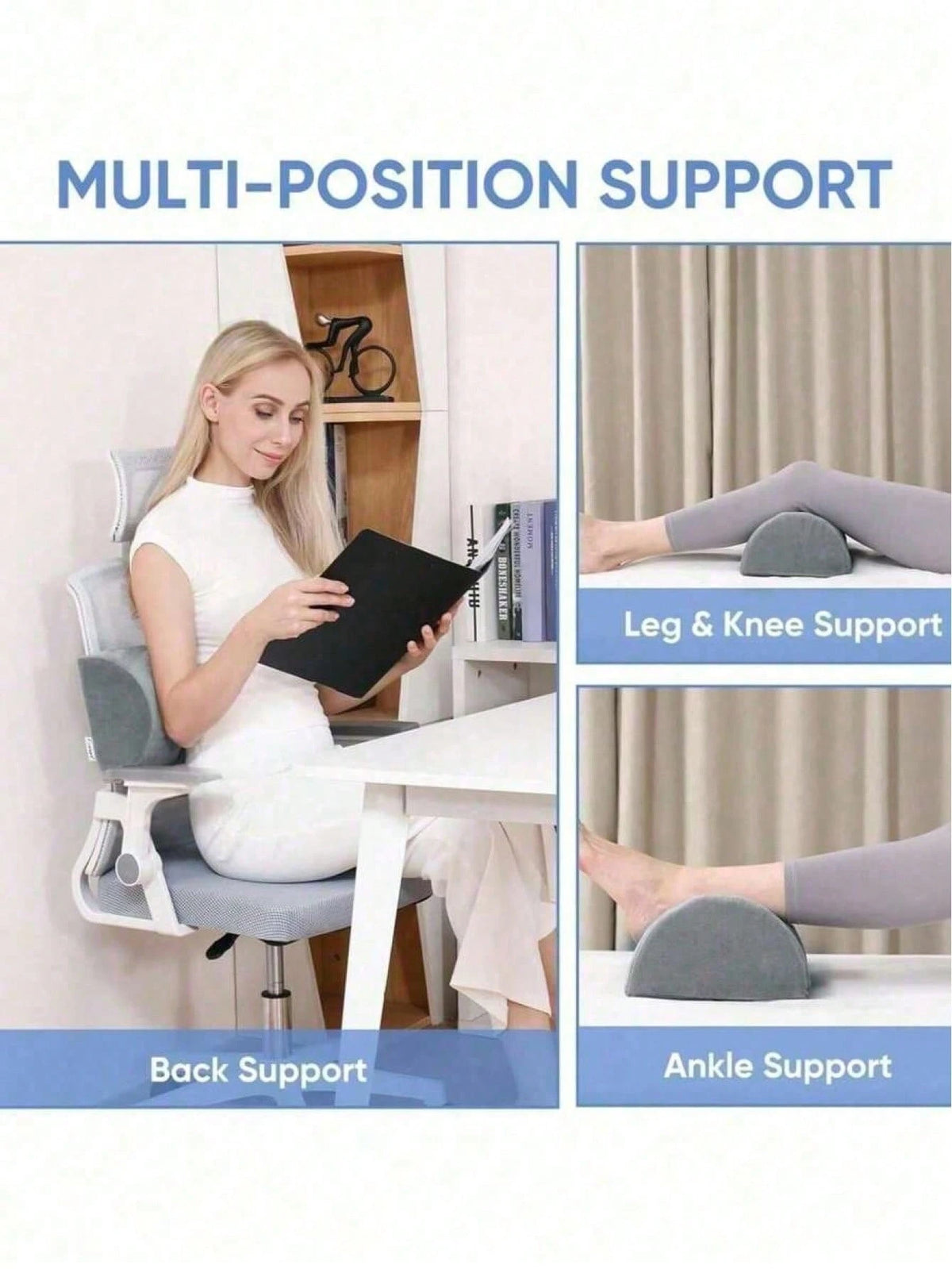 1pc Memory Foam Crescent Shaped Leg Pillow, Adjustable To Support Knees, Back, Ankles, Relieve Sciatica And Buttock Pain, Suitable For Side Sleepers, Postoperative Recovery Period, Travel, Sofa, Offic