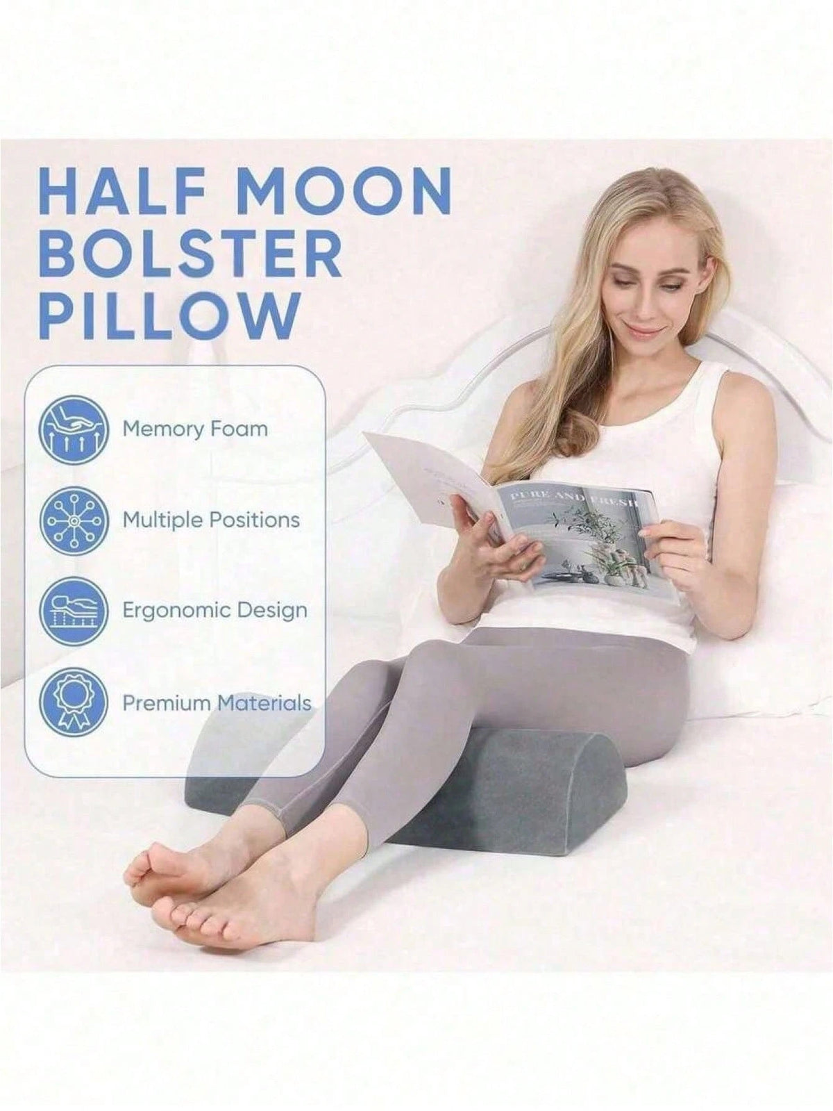 1pc Memory Foam Crescent Shaped Leg Pillow, Adjustable To Support Knees, Back, Ankles, Relieve Sciatica And Buttock Pain, Suitable For Side Sleepers, Postoperative Recovery Period, Travel, Sofa, Offic